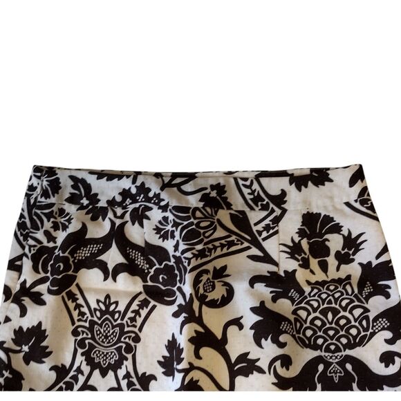 Ann Taylor Size 14 A-Line Midi Length brown & cream Textured Floral Skirt - Picture 5 of 6